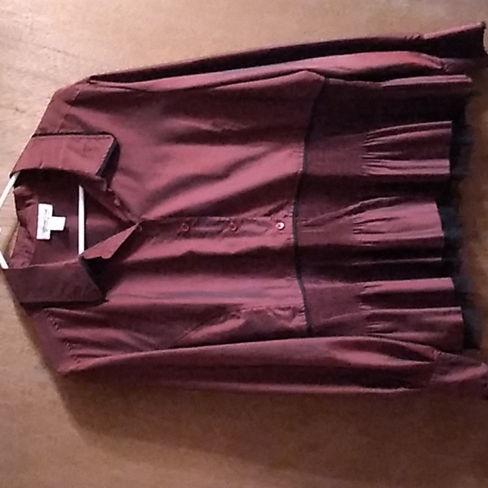 Coldwater Creek Burgundy Blouse with Black Lace
